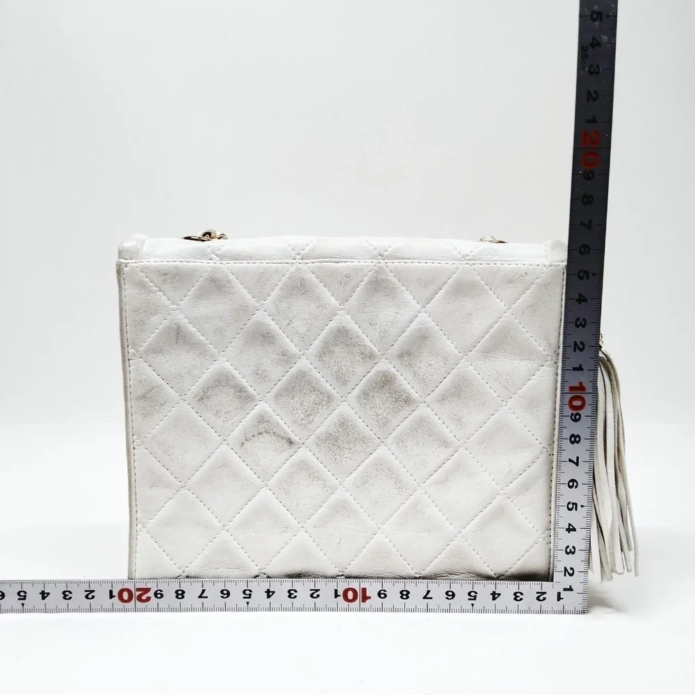 Chanel White Lamb Skin Bag